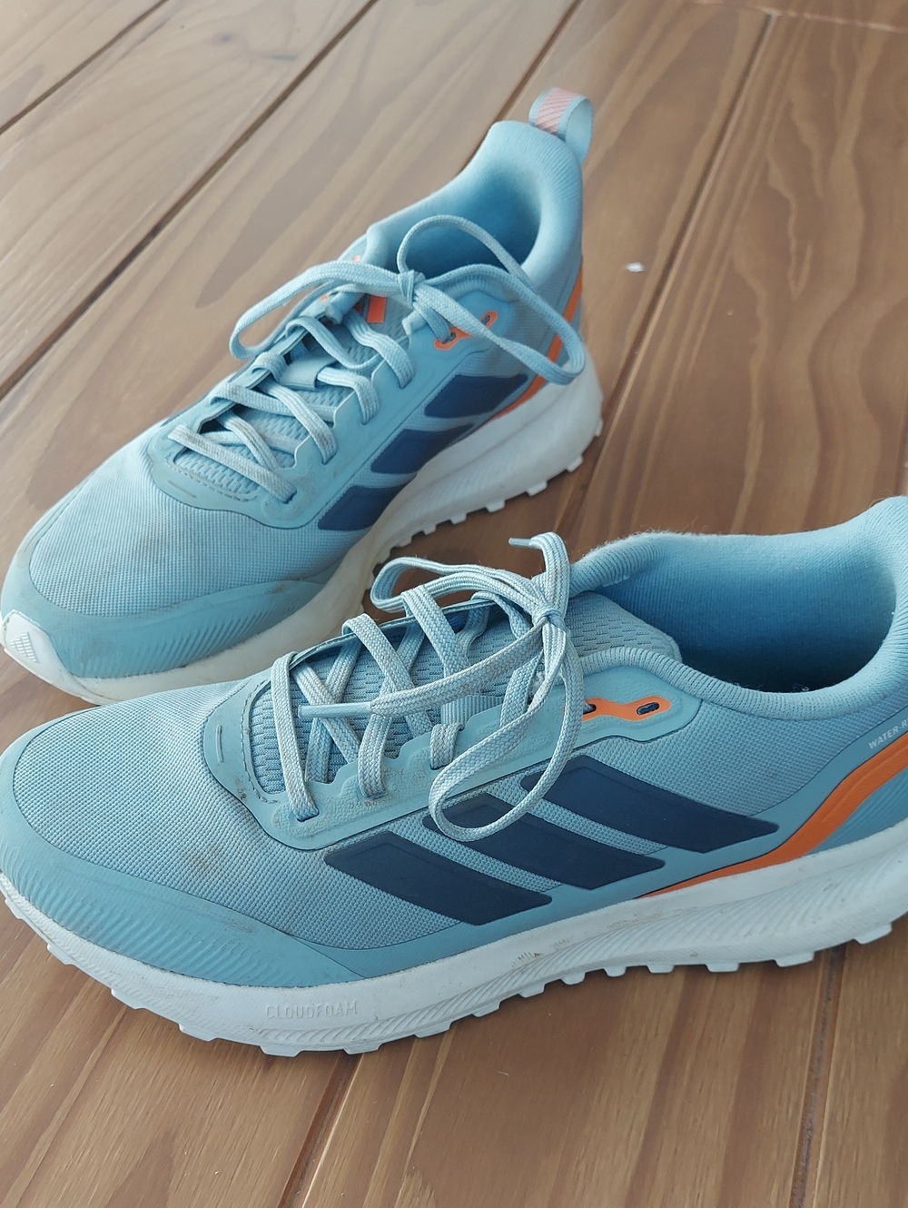 Adidas Light Blue & Navy Sneakers with Orange Highlights